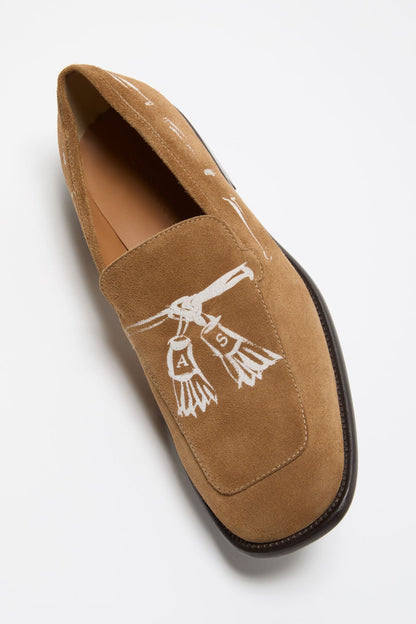Acne Studios Printed suede loafers - Light brown