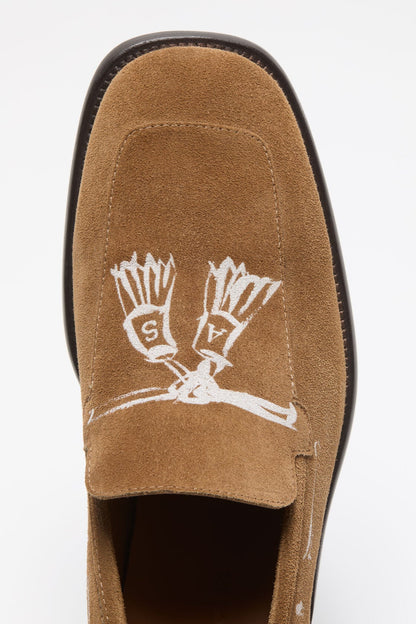 Acne Studios Printed suede loafers - Light brown