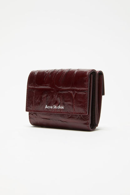 Acne Studios Trifold leather wallet - Burgundy