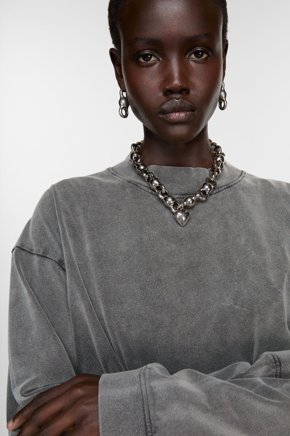 Acne Studios Heart charm necklace - Antique Silver