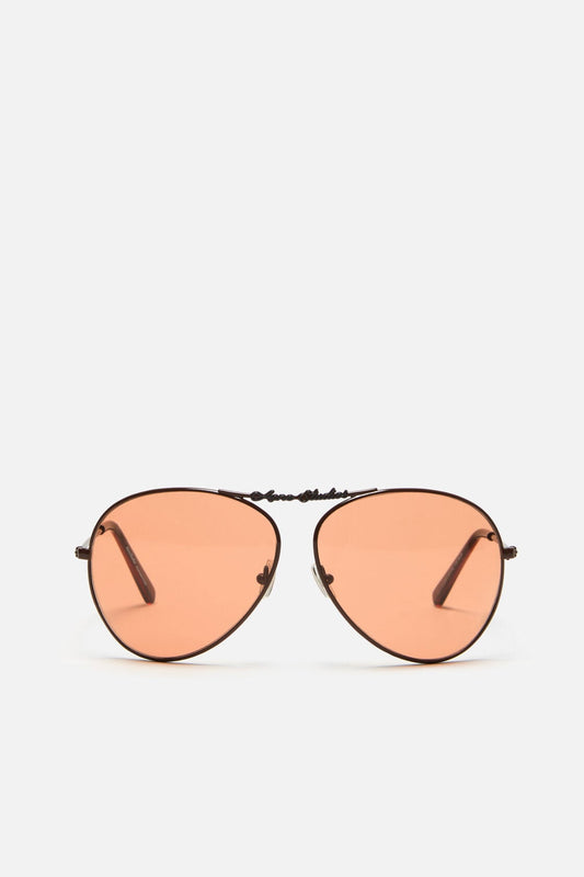 Acne Studios Metal aviator sunglasses - Brown/orange