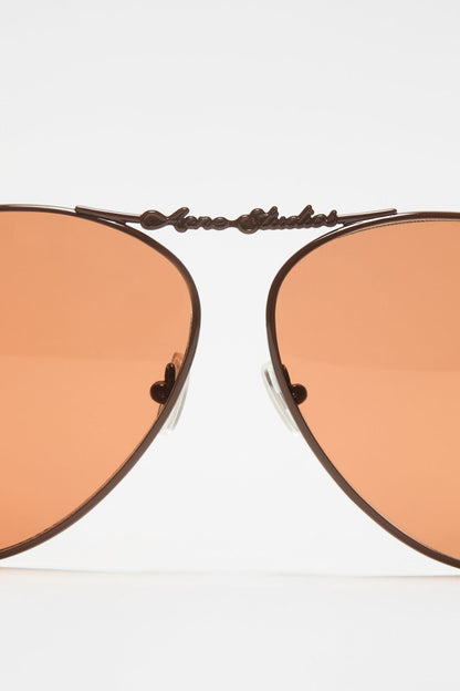 Acne Studios Metal aviator sunglasses - Brown/orange