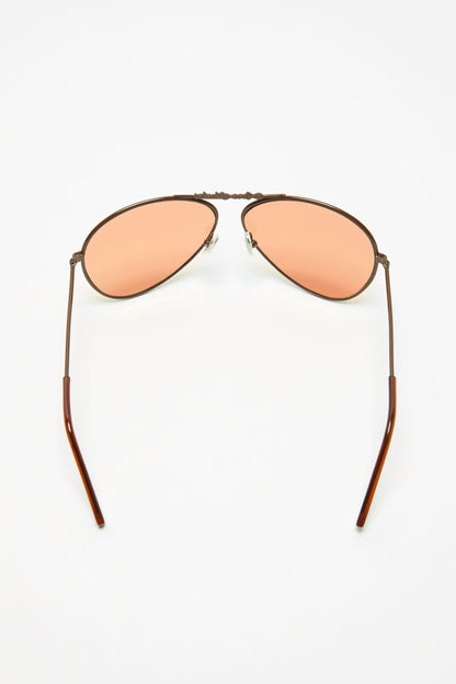 Acne Studios Metal aviator sunglasses - Brown/orange