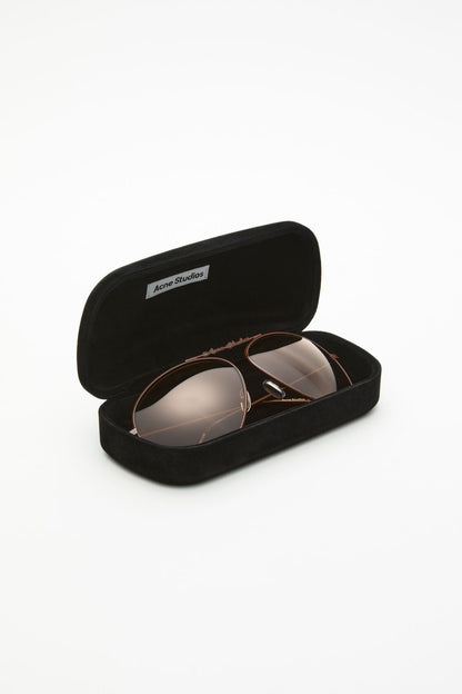 Acne Studios Metal aviator sunglasses - Brown/orange