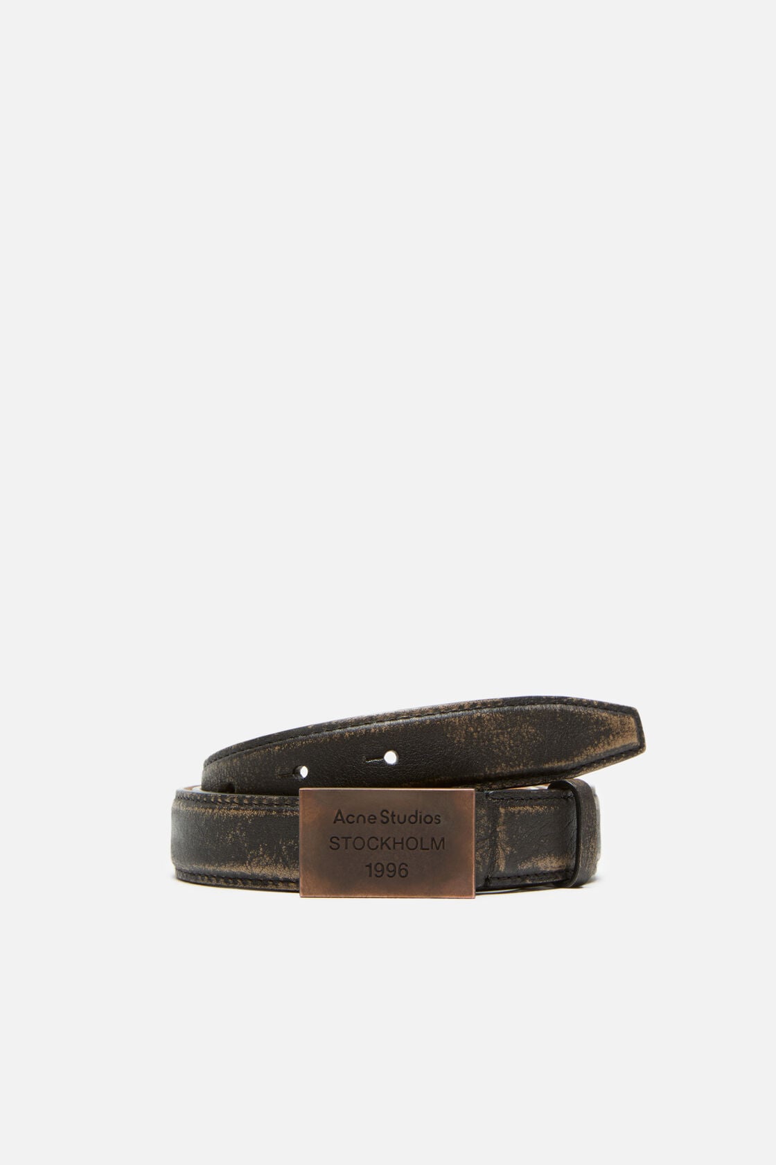 Acne Studios Engraved Logo leather belt - Dark brown/beige
