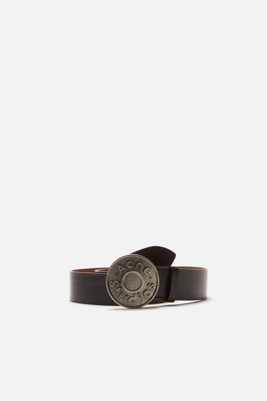 Acne Studios Logo leather belt - Black/camel