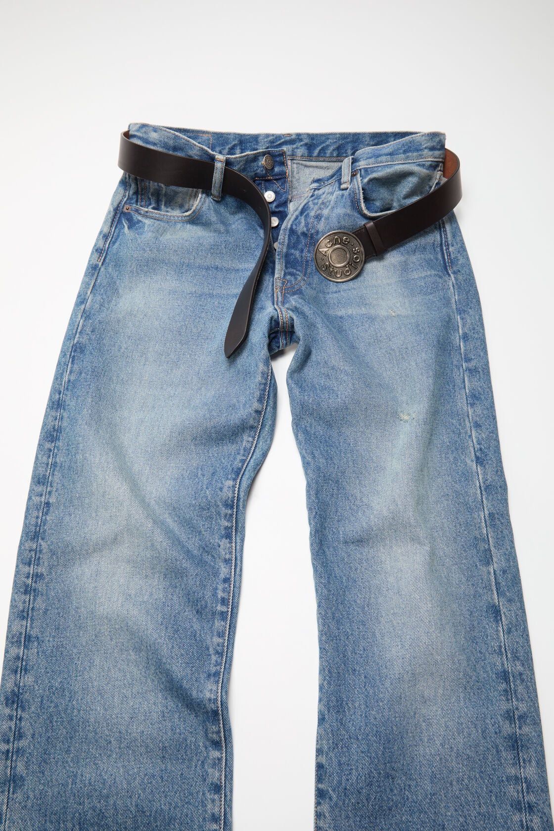Acne Studios Logo leather belt - Black/camel