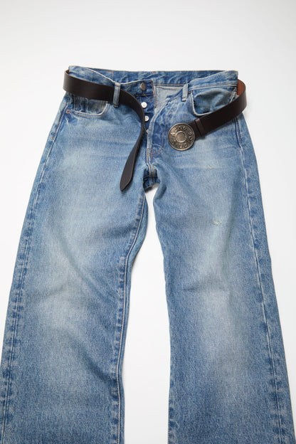 Acne Studios Logo leather belt - Black/camel